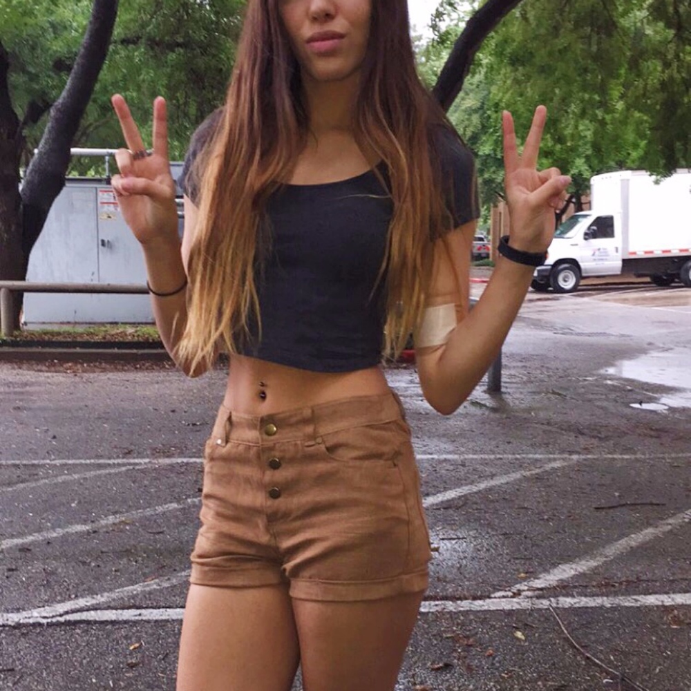 Hollister Brown Suede High Rise Shorts